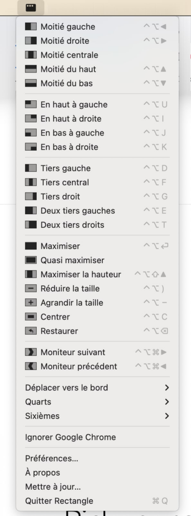 La barre d'outils de Rectangle